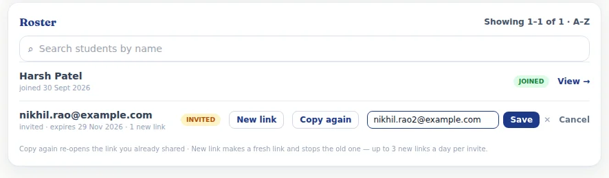 Fix email: type the corrected address and press Save.