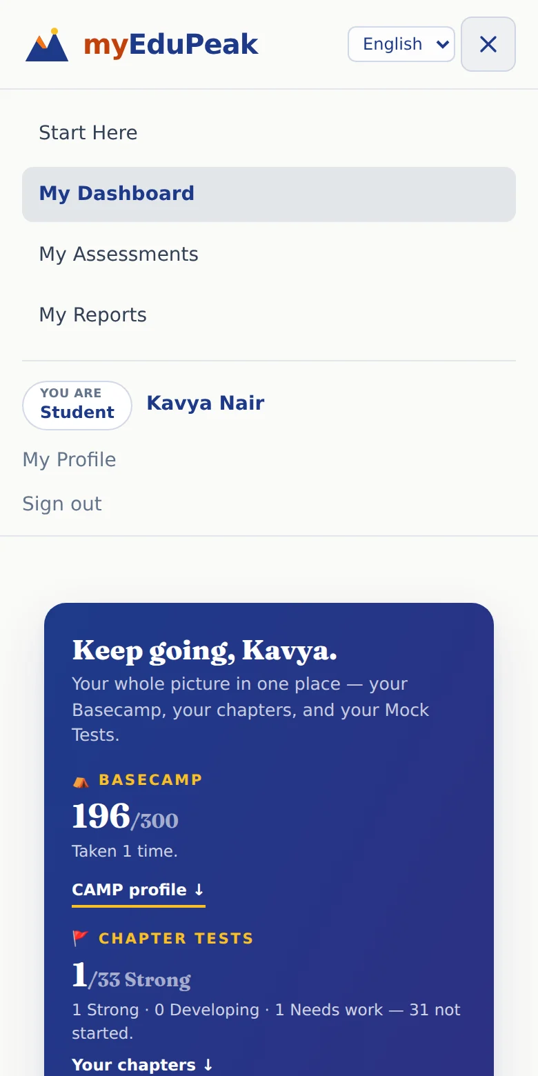 The phone menu, opened with ☰.